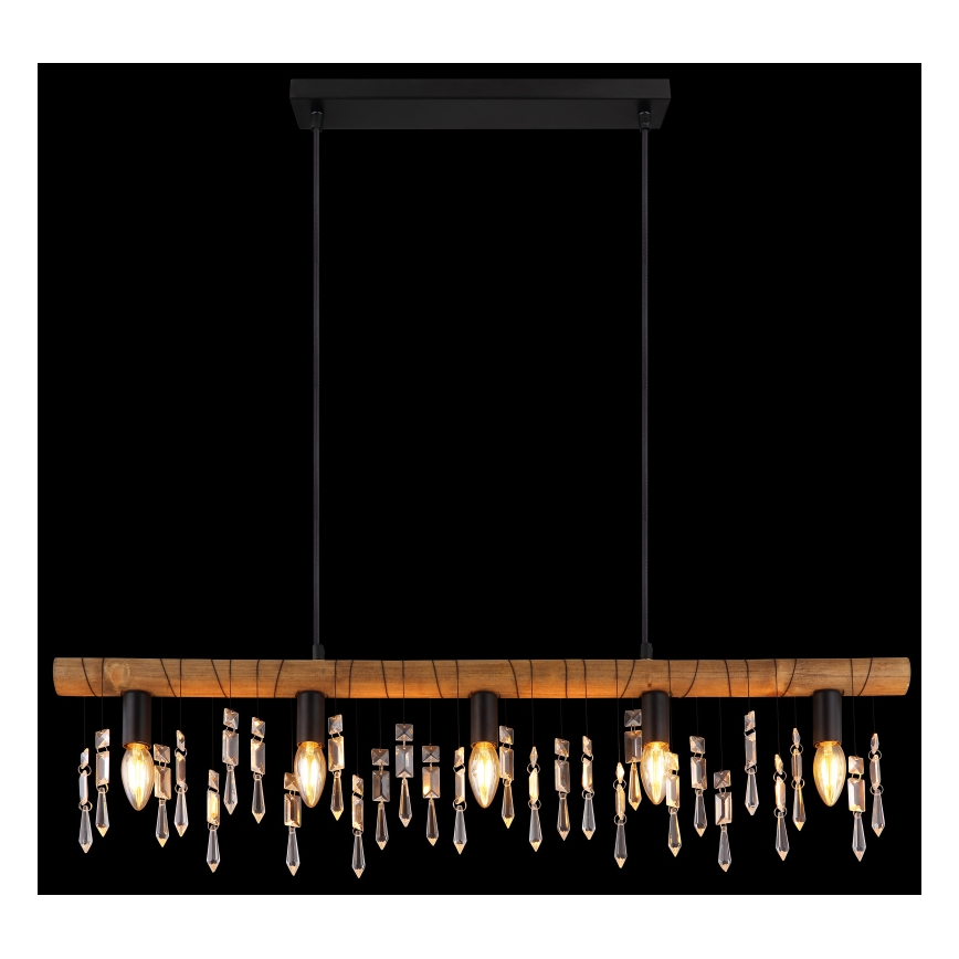 Globo 15532-5H - Lustre suspenso por cabo KIRA 5xE14/40W/230V preto/castanho