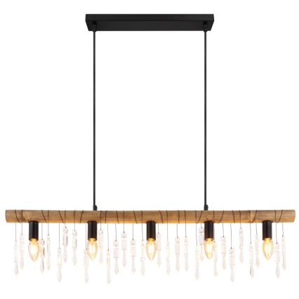 Globo 15532-5H - Lustre suspenso por cabo KIRA 5xE14/40W/230V preto/castanho