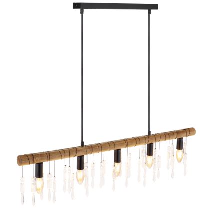 Globo 15532-5H - Lustre suspenso por cabo KIRA 5xE14/40W/230V preto/castanho