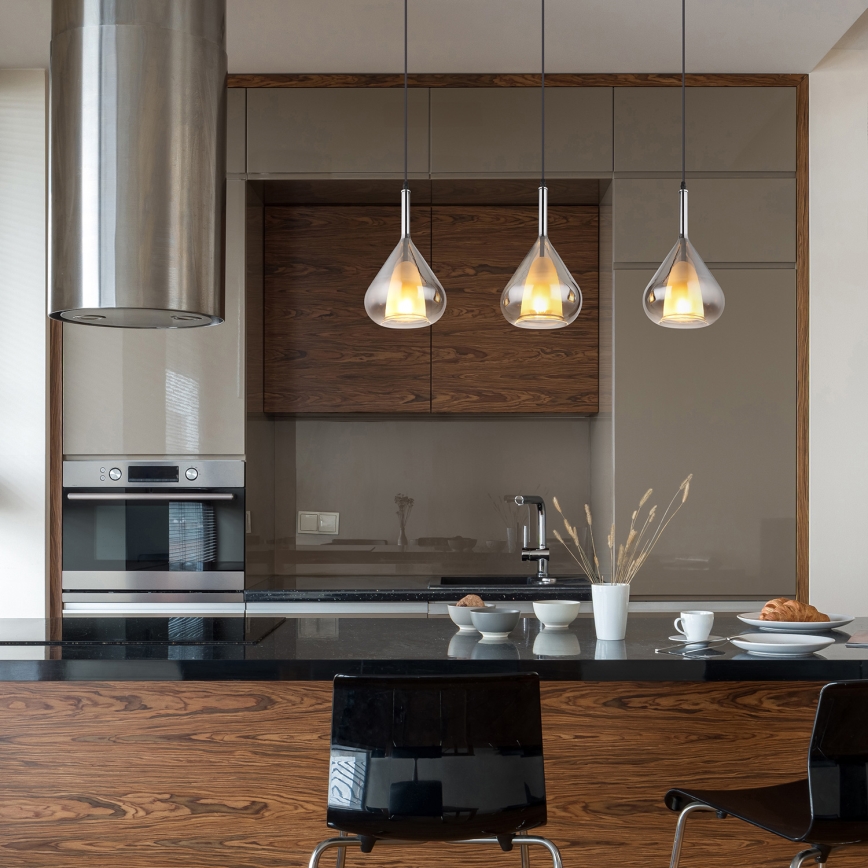 Globo - Candeeiro suspenso 3xE27/60W/230V preto