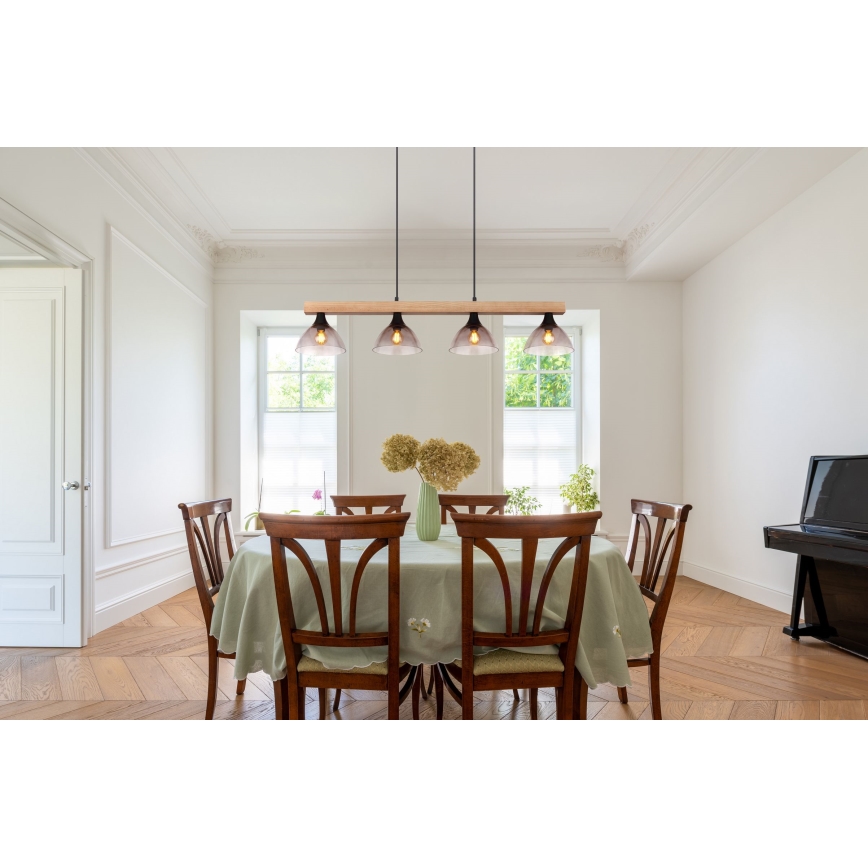 Globo - Candelabro suspenso 4xE14/15W/230V pinho