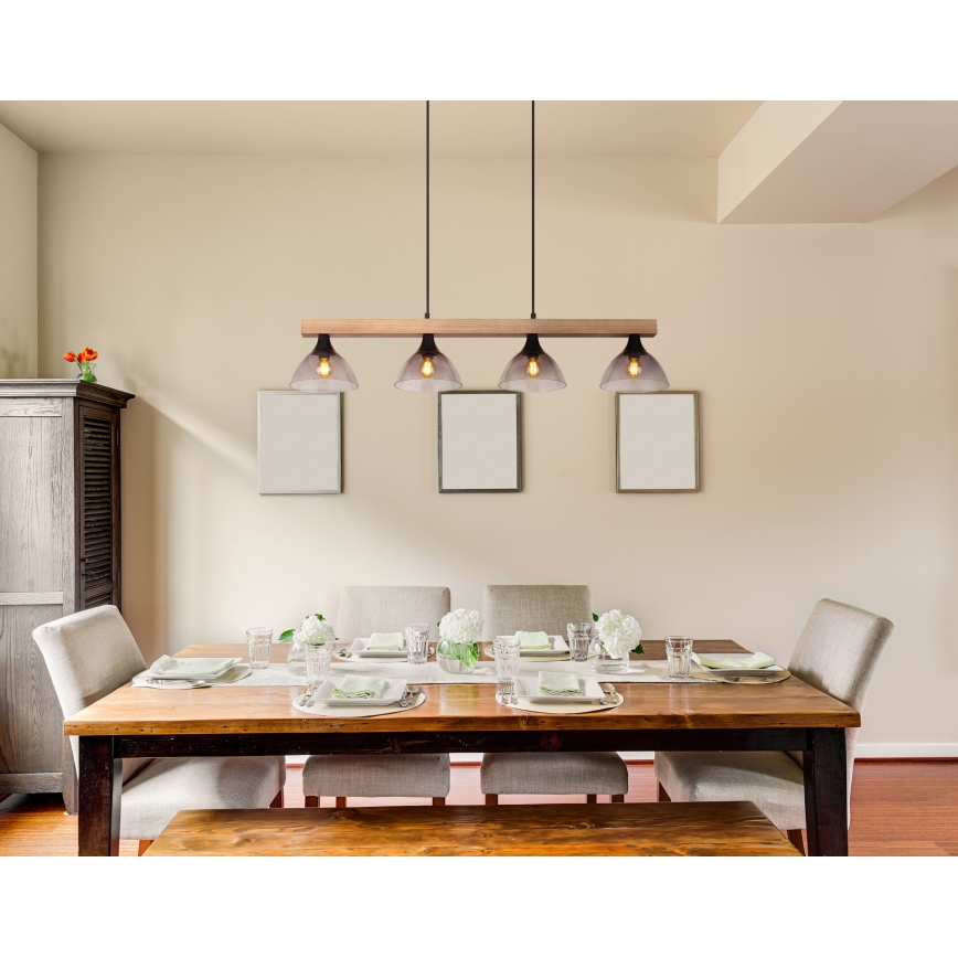 Globo - Candelabro suspenso 4xE14/15W/230V pinho