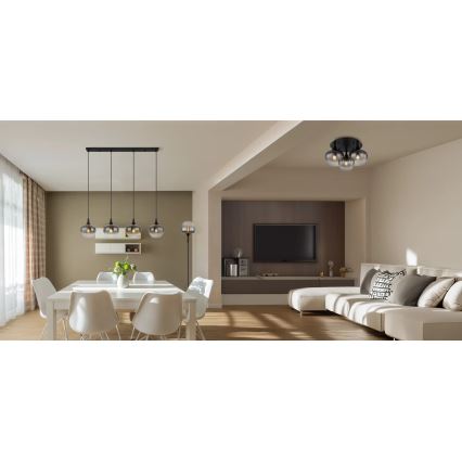 Globo - Candeeiro integrado 3xE27/40W/230V diâmetro 45 cm preto