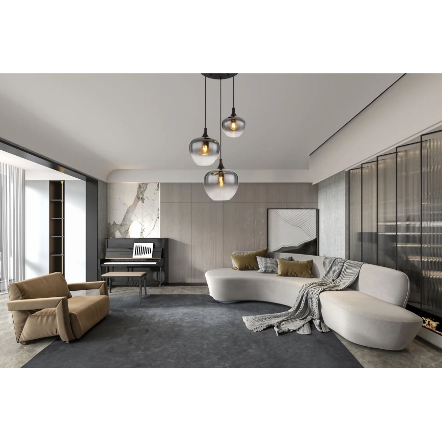 Globo - Candeeiro suspenso 3xE27/40W/230V diâmetro 48 cm preto