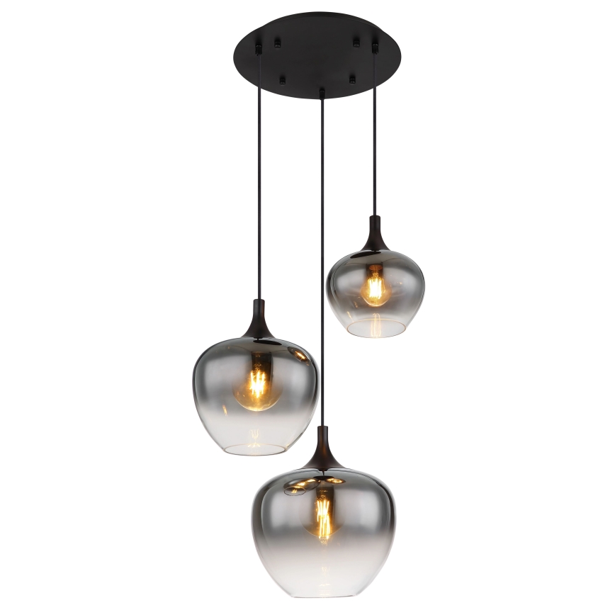 Globo - Candeeiro suspenso 3xE27/40W/230V diâmetro 48 cm preto