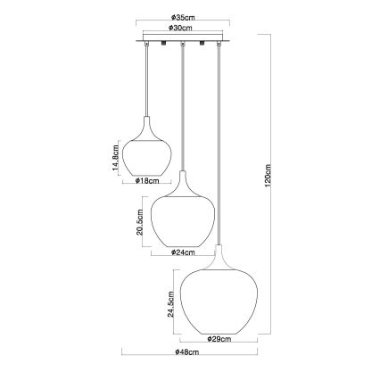 Globo - Candeeiro suspenso 3xE27/40W/230V cobre