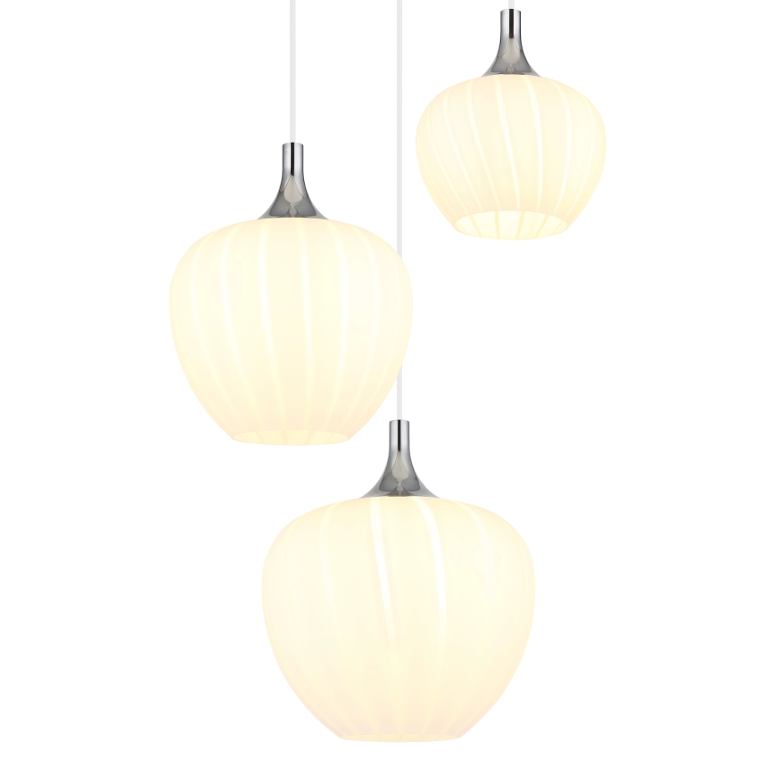 Globo - Candeeiro suspenso 3xE27/40W/230V branco