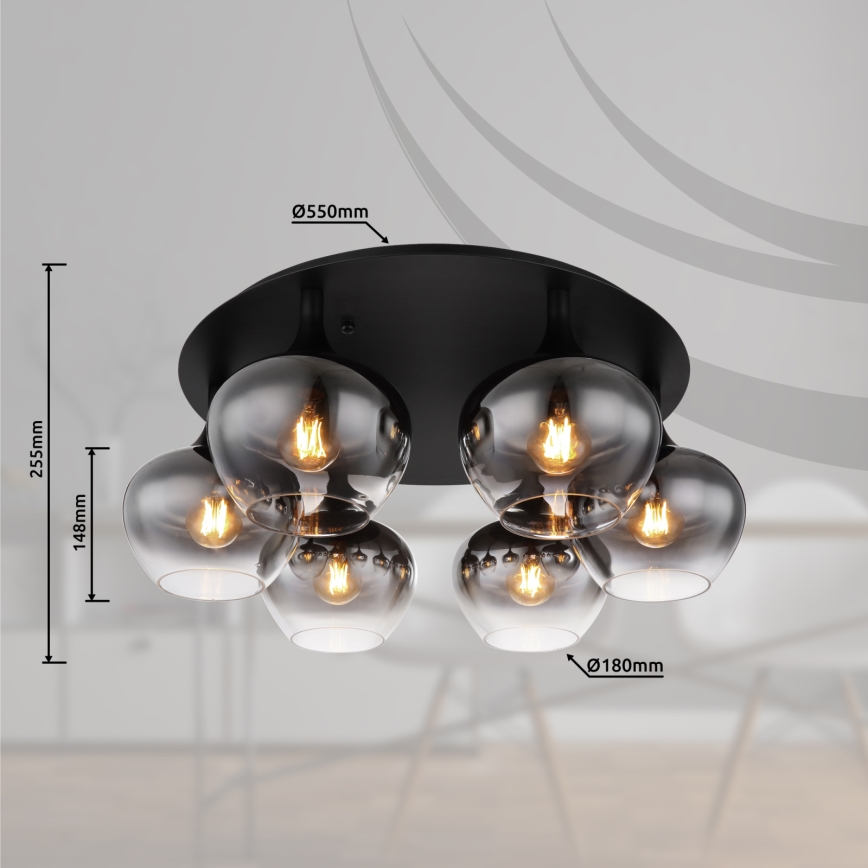 Globo - Lustre de sobrepor 6xE27/40W/230V Ø 65 cm preto