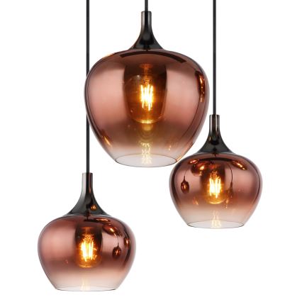 Globo - Lustre suspenso por cabo 6xE27/40W/230V, acabamento cobre