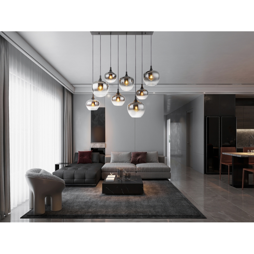 Globo - Candeeiro pendente com cabo 8xE27/40W/230V preto