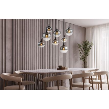 Globo - Candeeiro pendente com cabo 8xE27/40W/230V preto