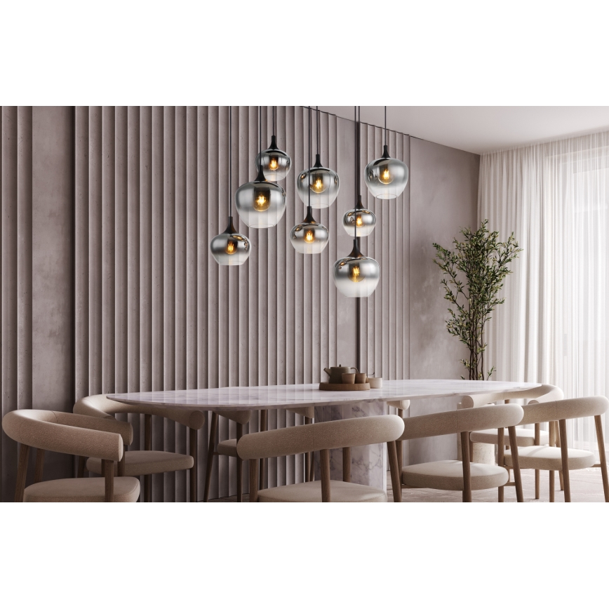 Globo - Candeeiro pendente com cabo 8xE27/40W/230V preto