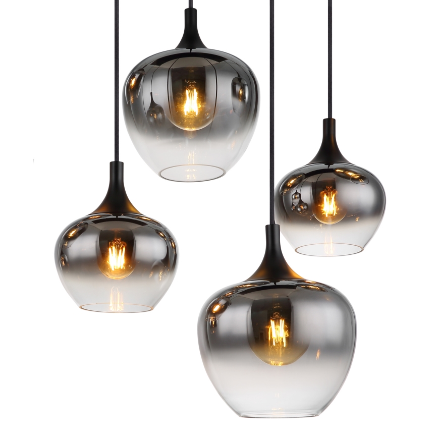 Globo - Candeeiro pendente com cabo 8xE27/40W/230V preto
