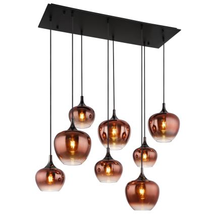 Globo - Lustre suspenso em cabo 8xE27/40W/230V, acabamento em cobre