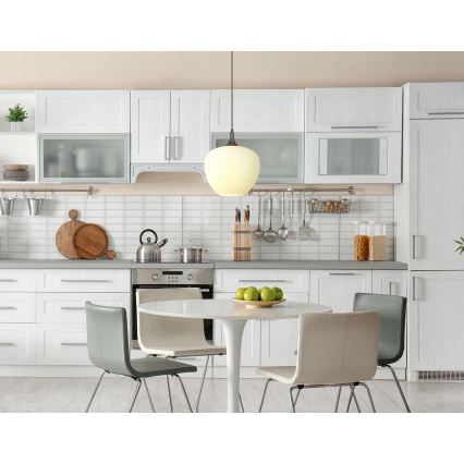 Globo - Candeeiro suspenso 1xE27/60W/230V diâmetro 29 cm branco/castanho