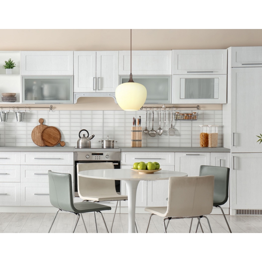 Globo - Candeeiro suspenso 1xE27/60W/230V diâmetro 29 cm branco/castanho