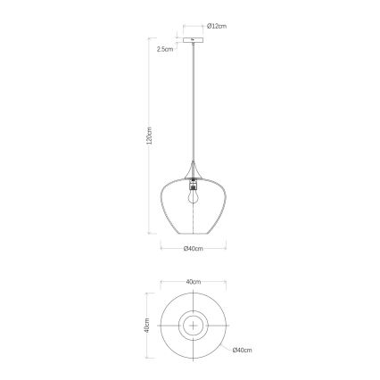 Globo - Candeeiro suspenso 1xE27/60W/230V diâmetro 40 cm preto