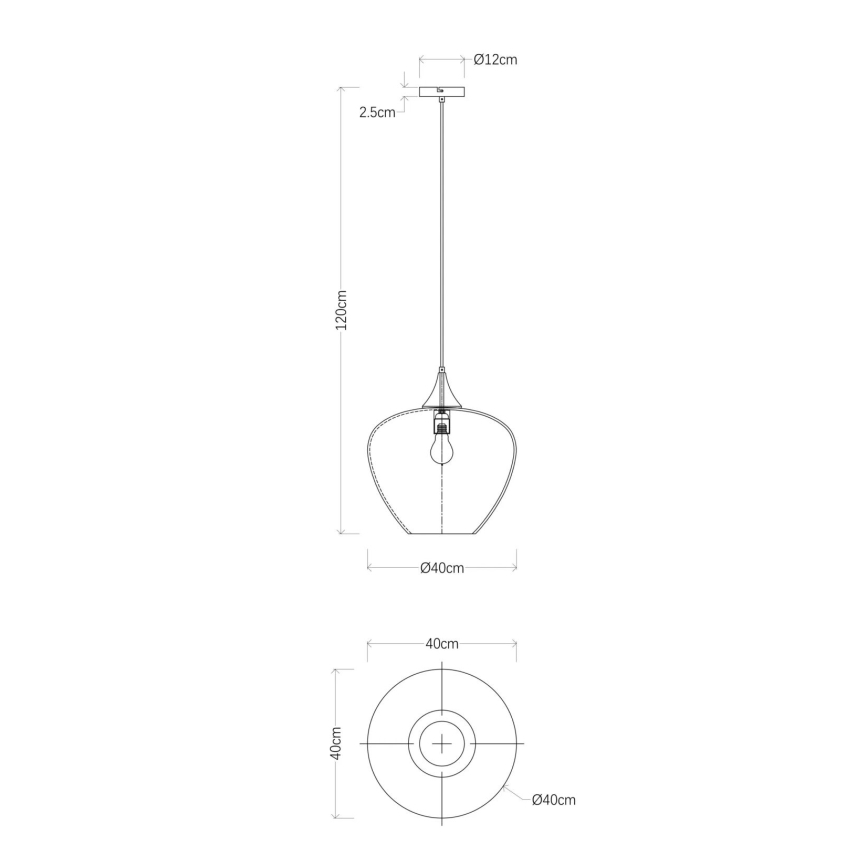 Globo - Candeeiro suspenso 1xE27/60W/230V diâmetro 40 cm preto