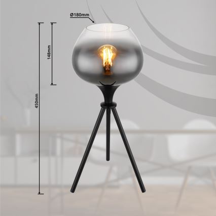 Globo - Candeeiro de mesa 1xE27/40W/230V preto