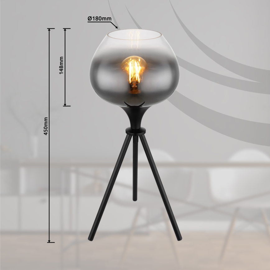 Globo - Candeeiro de mesa 1xE27/40W/230V preto