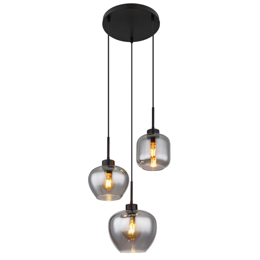 Globo - Lustre suspenso com cabo 3xE27/40W/230V preto