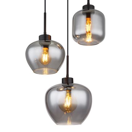 Globo - Lustre suspenso com cabo 3xE27/40W/230V preto