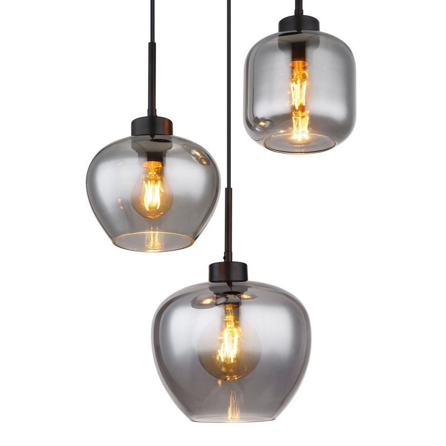 Globo - Lustre suspenso com cabo 3xE27/40W/230V preto