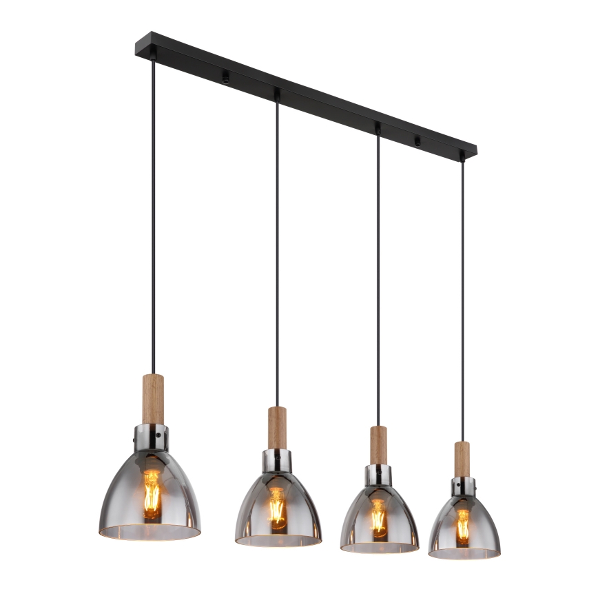 Globo 15550-4H - Lustre suspenso por cabo MATTEA 4xE27/6W/230V preto/fumê