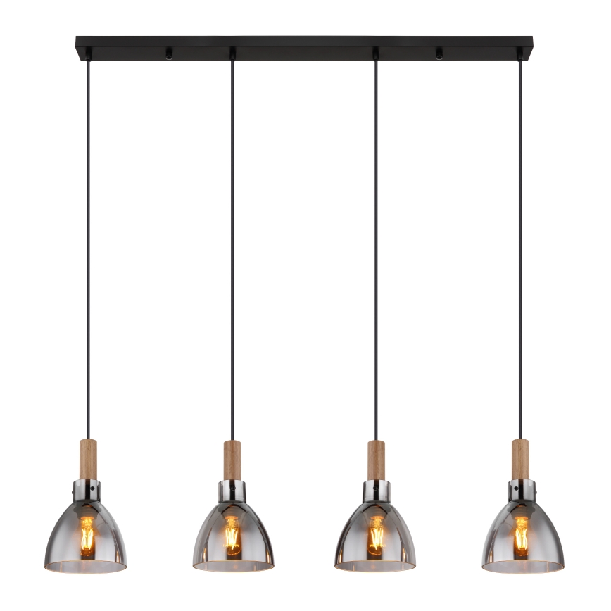 Globo 15550-4H - Lustre suspenso por cabo MATTEA 4xE27/6W/230V preto/fumê