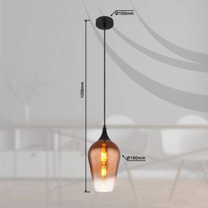 Globo - Candeeiro suspenso 1xE27/60W/230V diâmetro 18 cm cobre
