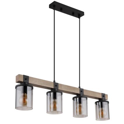 Globo - Candelabro suspenso 4xE27/60W/230V carvalho