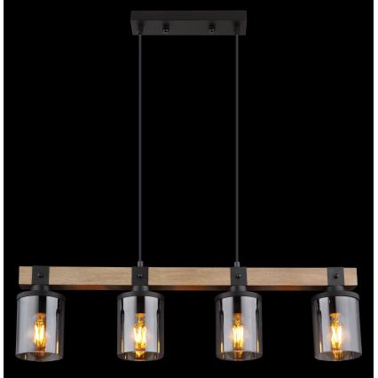 Globo - Candelabro suspenso 4xE27/60W/230V carvalho