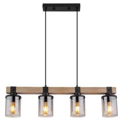 Globo - Candelabro suspenso 4xE27/60W/230V carvalho