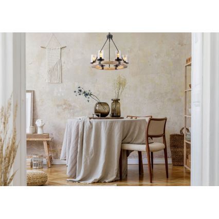 Globo - Candelabro suspenso 6xE27/60W/230V carvalho