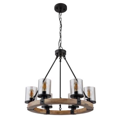 Globo - Candelabro suspenso 6xE27/60W/230V carvalho