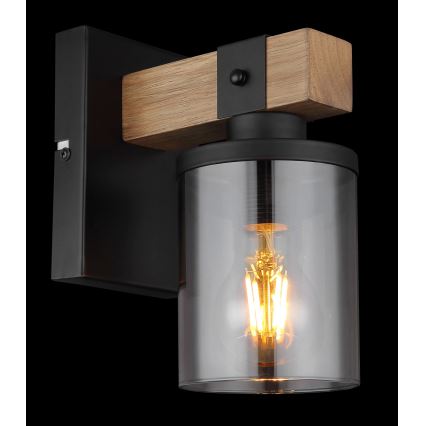 Globo - Candeeiro de parede 1xE27/60W/230V carvalho/fumado