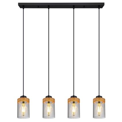Globo - Candelabro suspenso 4xE27/40W/230V metal/madeira