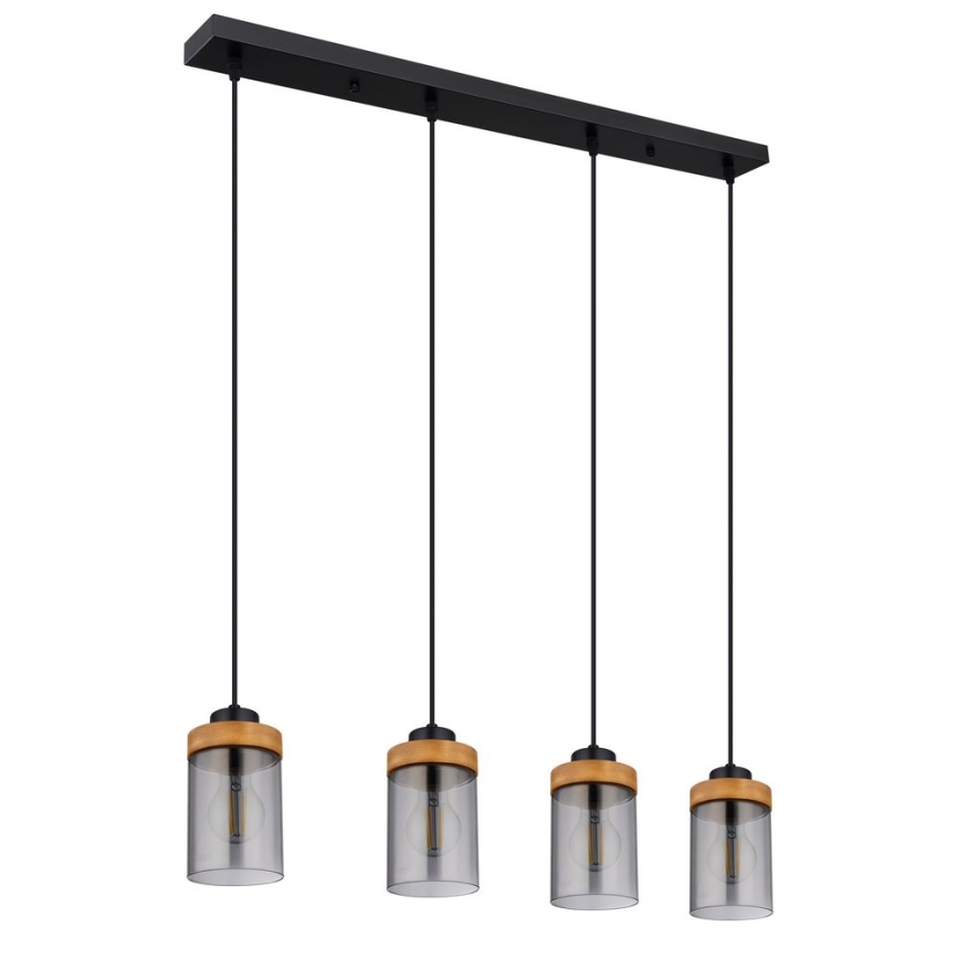 Globo - Candelabro suspenso 4xE27/40W/230V metal/madeira