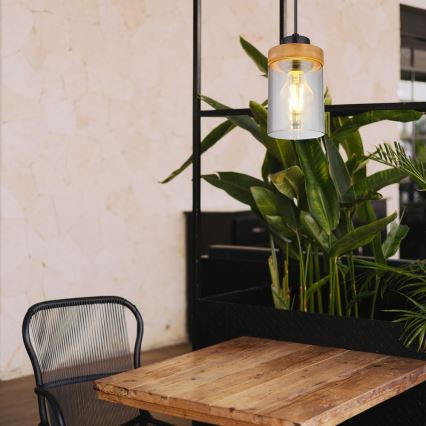 Globo - Candelabro suspenso 1xE27/40W/230V metal/madeira