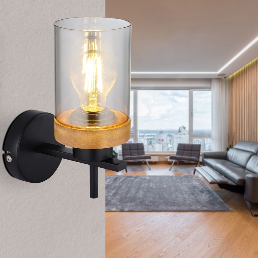 Globo - Candeeiro de parede 1xE27/40W/230V metal/madeira