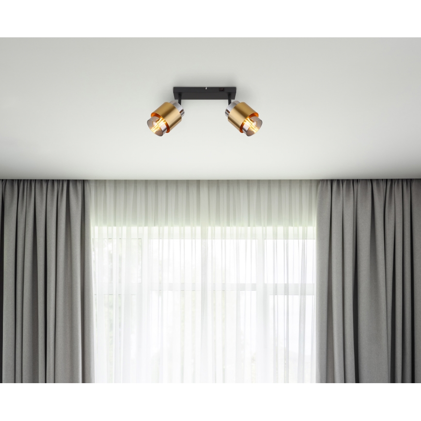 Globo - Foco 2xE27/40W/230V preto/latão