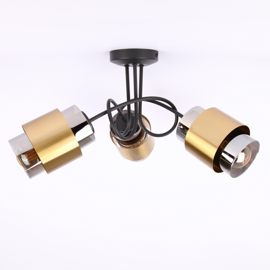 Globo - Candelabro integrado 3xE27/40W/230V preto/latão