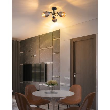 Globo - Candeeiro de tecto aplicado 3xE27/40W/230V preto/bronze
