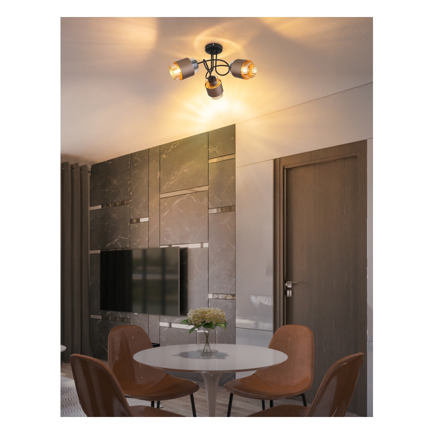 Globo - Candeeiro de tecto aplicado 3xE27/40W/230V preto/bronze