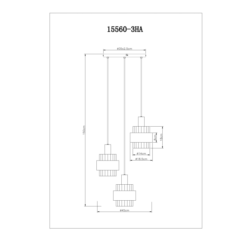 Globo - Lustre suspenso por cabo 3xE27/60W/230V