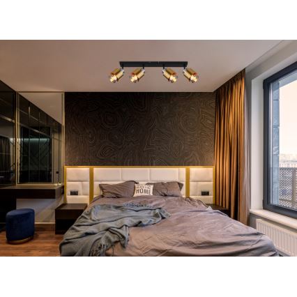 Globo - Foco 4xE27/40W/230V preto/latão