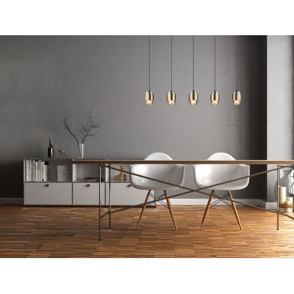 Globo - Lustre suspenso em cabo 5xE27/40W/230V preto/latão