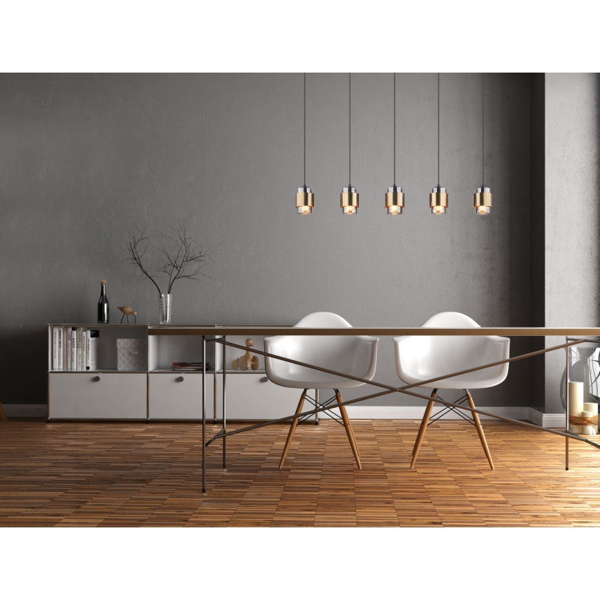 Globo - Lustre suspenso em cabo 5xE27/40W/230V preto/latão