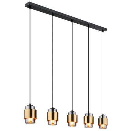 Globo - Lustre suspenso em cabo 5xE27/40W/230V preto/latão