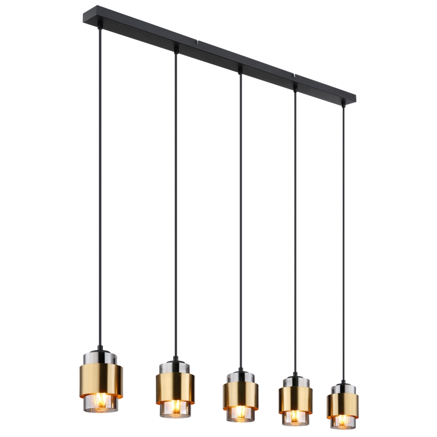 Globo - Lustre suspenso em cabo 5xE27/40W/230V preto/latão